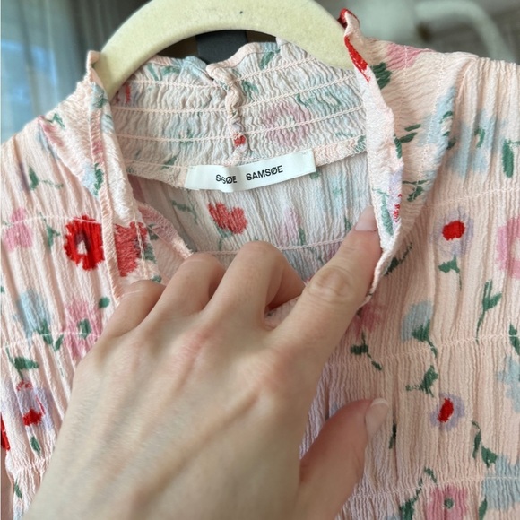 Samsøe Samsoe Sarami Garden Blouse top long sleeve high neck smock floral ruffle - Picture 3 of 10